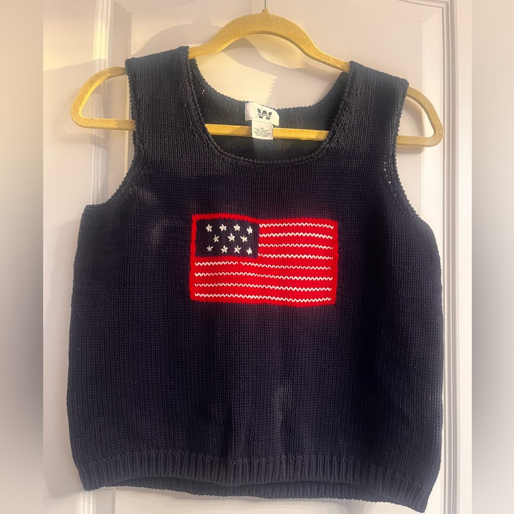Junction West American Flag 100% Cotton Sweater Vest Size‎ M
